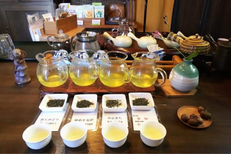 A sampling of the various teas at Moriuchi Tea Farm.